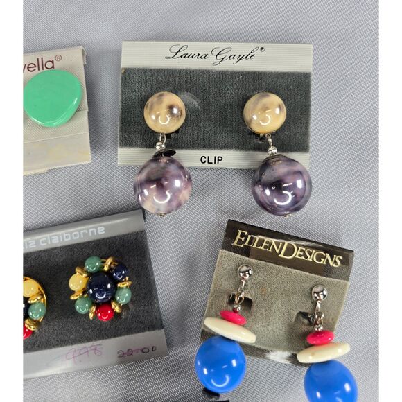 Lot of 8 Clip-on 80s 90s Earrings Carol Duaplaise Liz Claiborne Napier Marvella - Picture 6 of 8